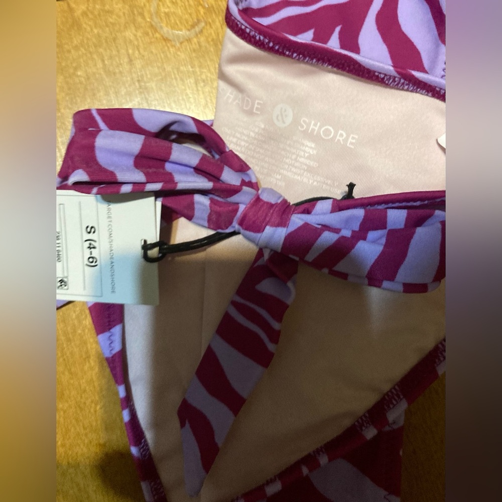 NWT Ladies 34C & Small 4/6 2 Piece Shade & Shore Purple Zebra Bikini Set - Picture 11 of 15